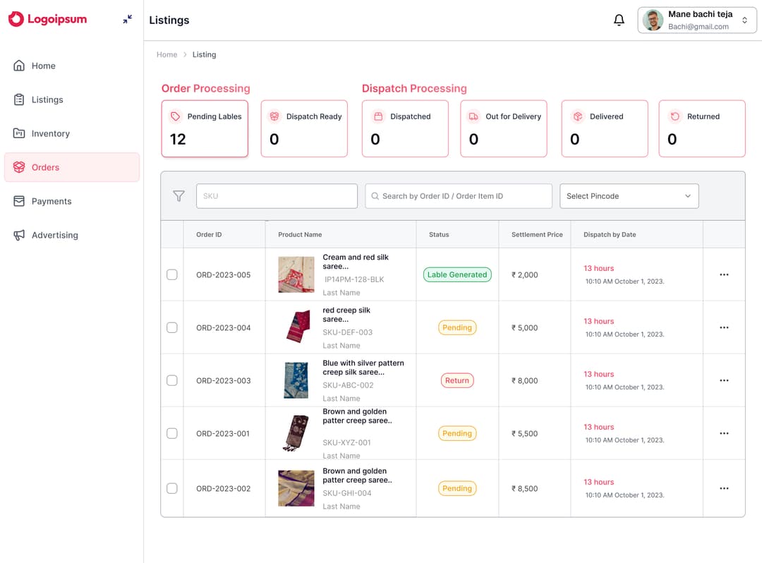 Order Management Dashboard